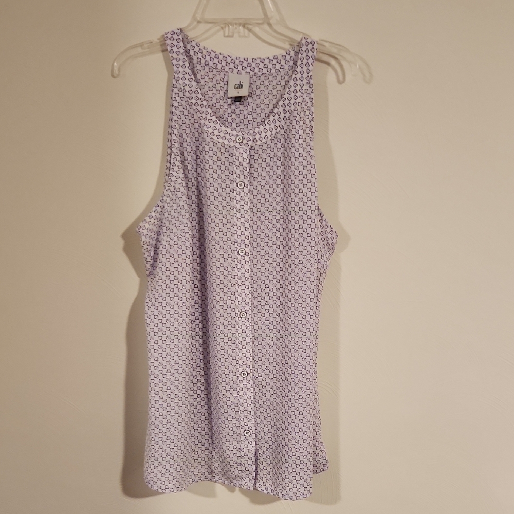 CAbi Light Purple Patterned Sleeveless Blouse